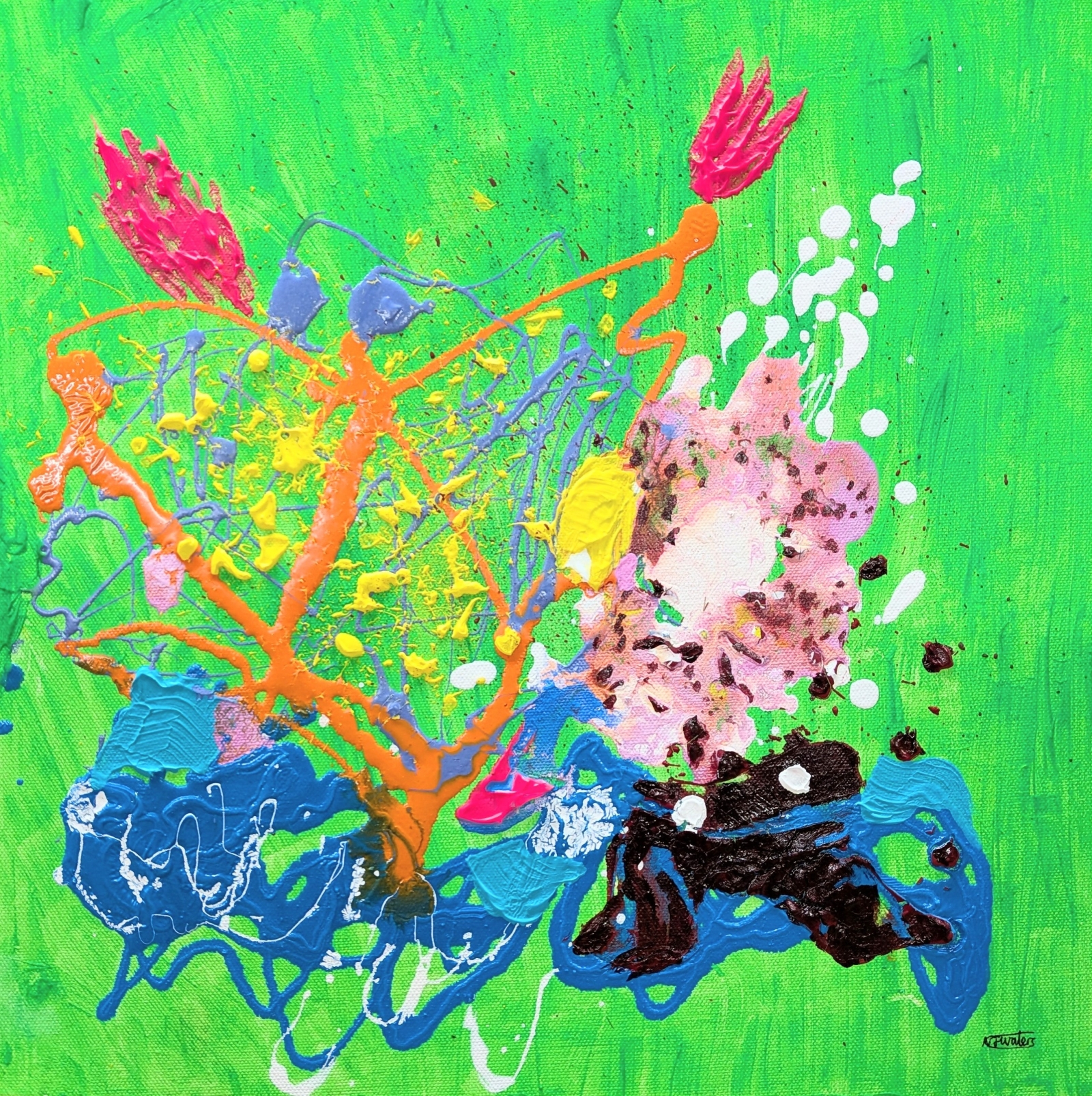 St Ives Abstract Garden & Sea Painting 3